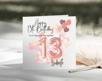 13th Birthday Card For Daughter/Granddaughter/Niece/Goddaughter/Friend -  Happy 13th Birthday Card