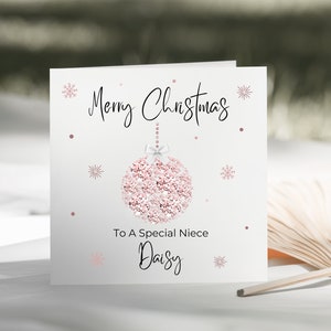 Christmas Special Daughter/Granddaughter/Mum/Sister/Nan/Nanny/Niece/Goddaughter/Friend Bauble Card Personalised Christmas Card For Her image 4