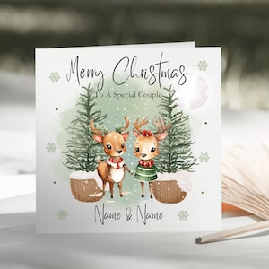 Biglietto natalizio speciale per coppia/mamma e papà/nonna e nonno/figlia e genero con renna – simpatico biglietto di Natale