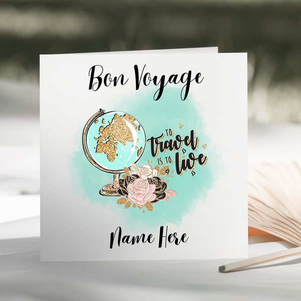 Personalisierte Bon Voyage Karte - Reisekarte - Karten für Ihn - Karten für Sie