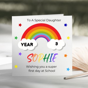 Tarjeta del primer día de regreso a la escuela - Tarjeta del primer día de escuela - Hija/Hijo/Nieta/Nieto/Sobrina/Sobrino, etc.