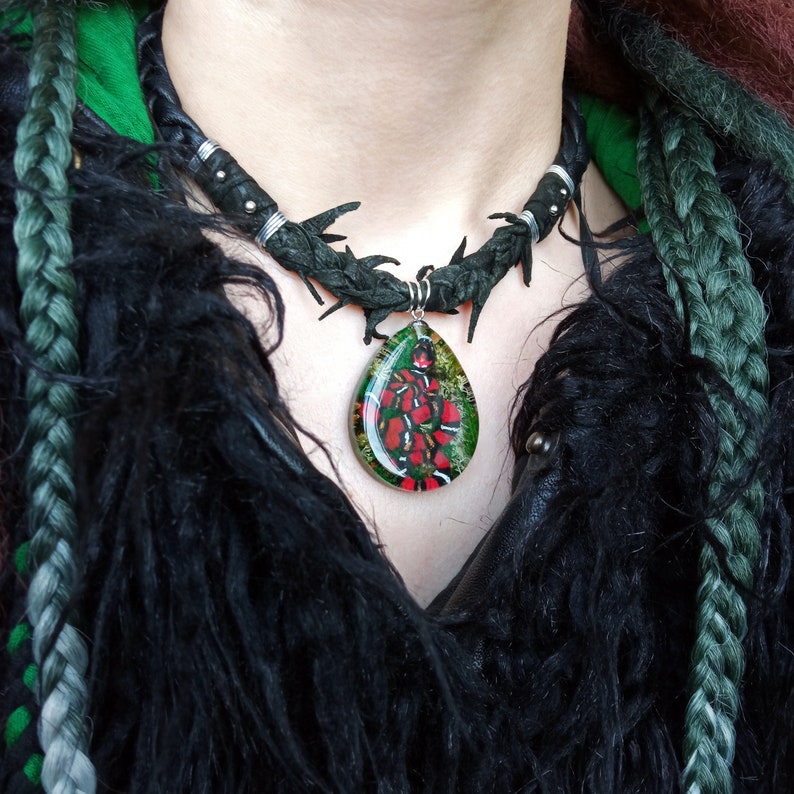 Handmade Resin Snake Necklace / Coral Snake Whith Moss and Etsy