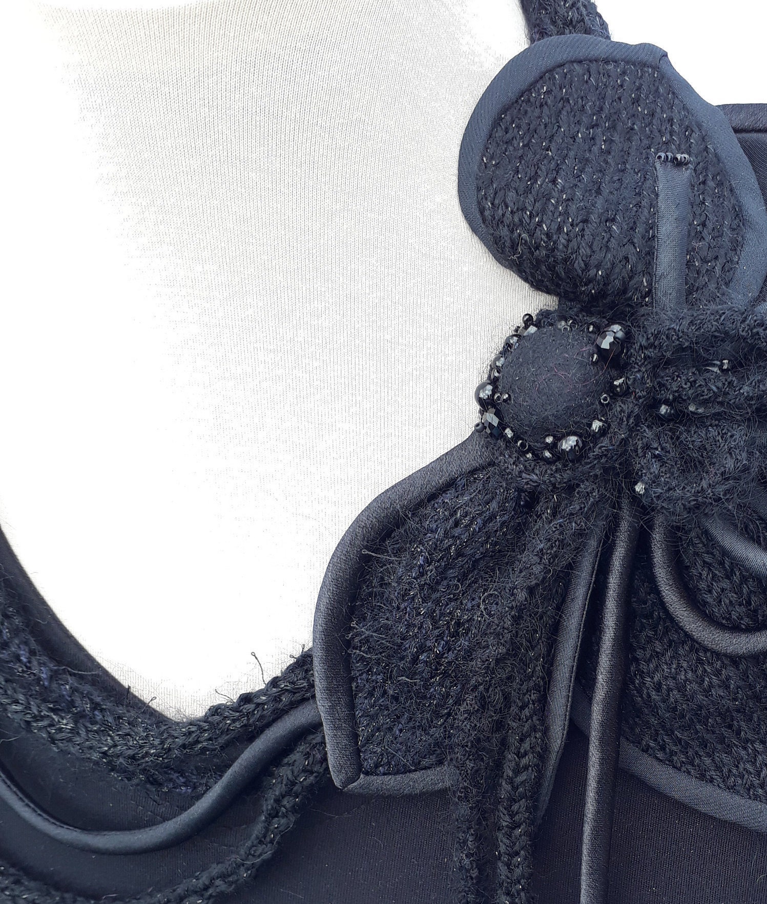 Black Neck Ornament an Alternative Necklace of Knitted and Fabric