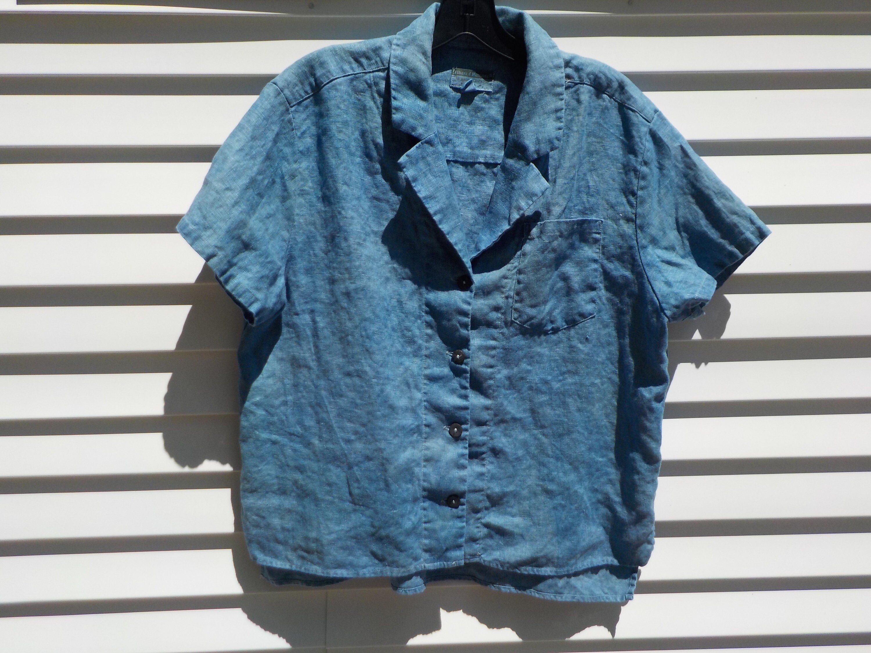 100 Linen Woven Organic Indigo Dyed by Hand Button Front Etsy