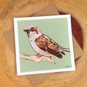 Sparrow Greeting Card | This Sparrow Greeting Card is perfect for Birthdays, Mother&#39;s Day, Wildlife lovers, Bird Watchers and any Occasion.