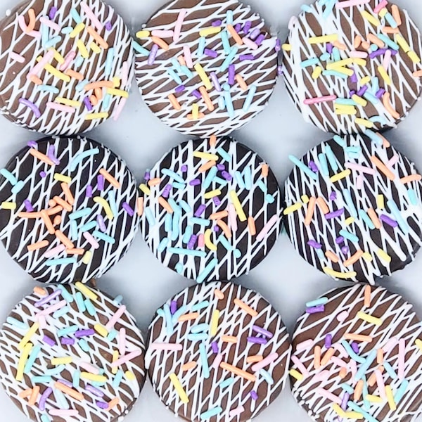 Pastel Rainbow Sprinkles Artisanal Chocolate Covered Oreos (5 pack)