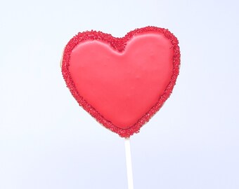 12 Heart Royal Icing Cookie Pops (Love Heart)