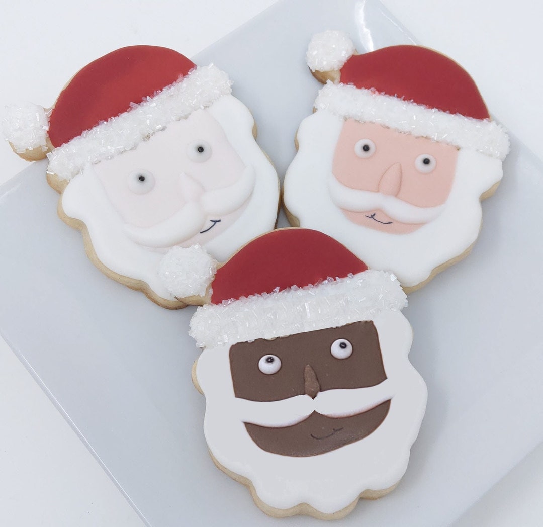 Santa Icing 12 Santa Face Royal Icing Sugar Cookies - Etsy