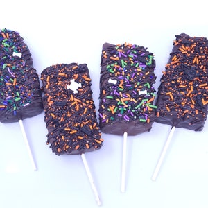 12 Halloween Chocolate Covered Rice Krispie Treat Pops