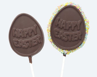 12 Happy Easter Egg Solid Chocolate Pops