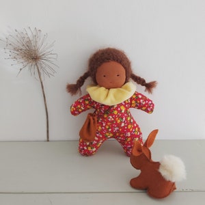 First Waldorf Doll 9 23 cm Handmade Doll Seiner Doll Doll with Bag Doll + Brown Bunny