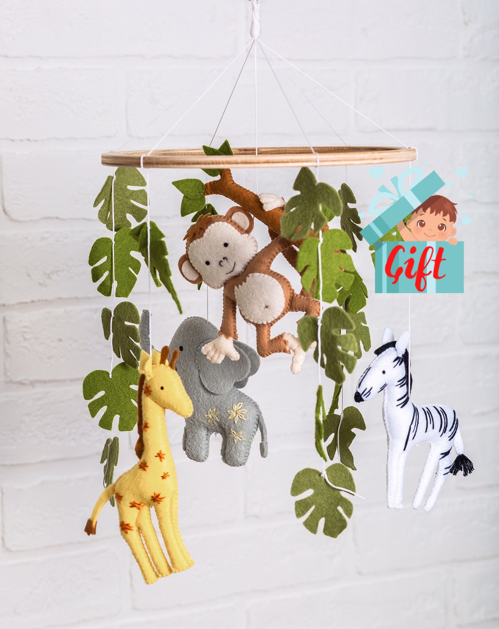 Baby mobile Safari Mobile Jungle cot toy Giraffemonkey safari Etsy