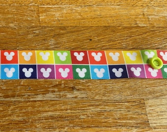 Rainbow Mickey Mouse Icon, Customizable Mickey Ear Strap, Disney Ear Holder, Mask Fastening, Bright, Colour Pop, Hidden Mickey