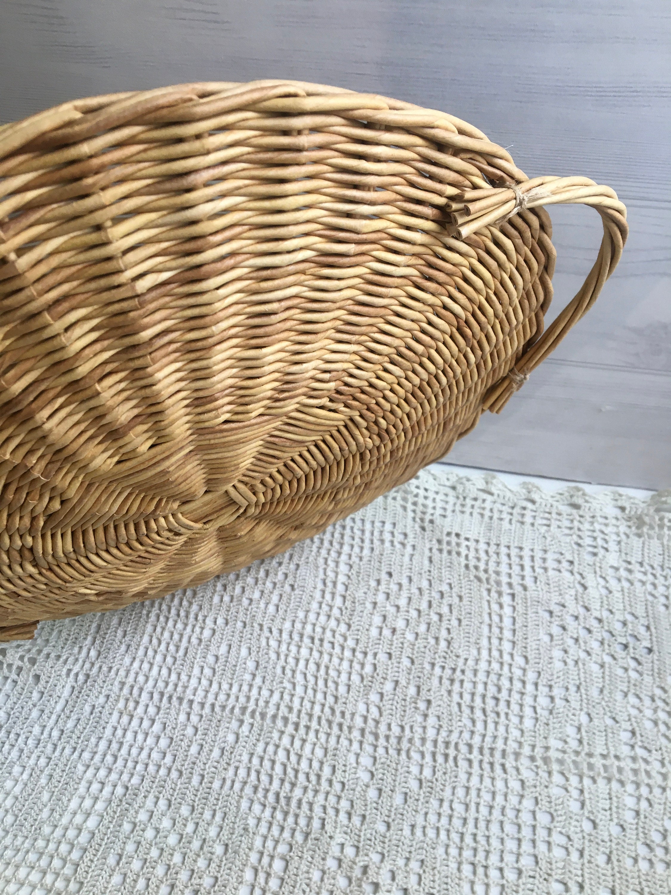 Large wicker dish of natural color/ round wicker basket with Etsy