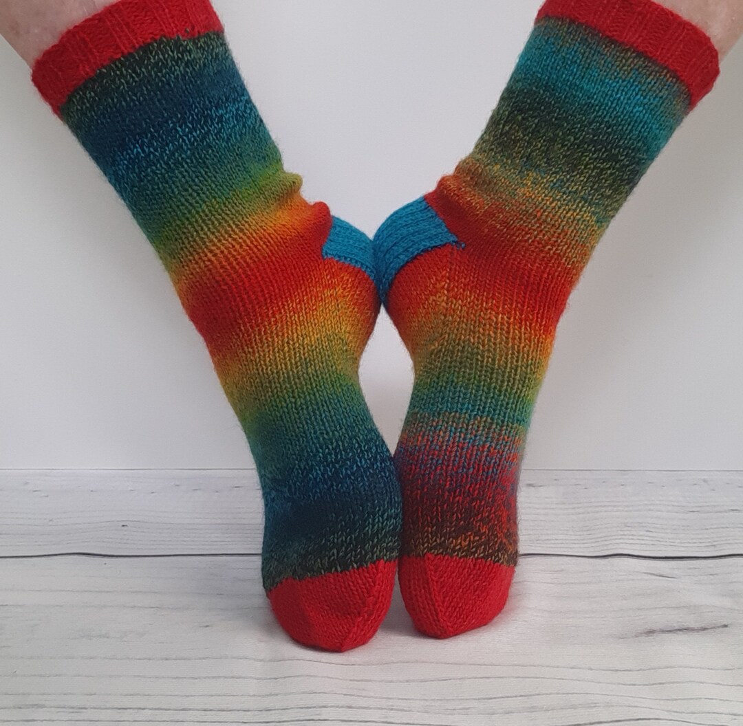 Handknit Wool Socks Rainbow Colour Fade Fade Socks UK Made Etsy