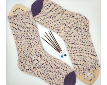 Handgestrickte Wollsocken, weiß melierte Socken, UK 5-7, EU 38-40