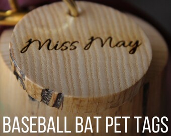 Baseball Bat Handle Pet Tag | Cut From A Baseball Bat