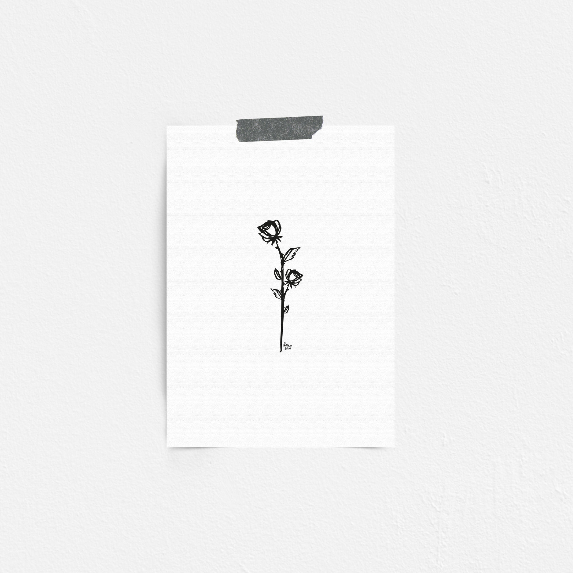 Rose Printable Line Art Minimal of Botanical Prints Floral Line Art ...