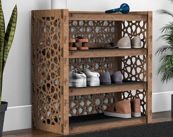 Hexagonica Plywood Shoe Rack Bench: Entryway Organizer