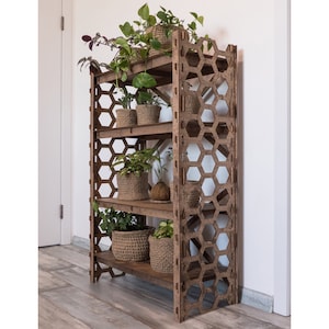 Bookshelf Bookcase Bookshelves Wooden Shelf Book Shelf HONEYCOMB 29.5w 15d Hexagonica image 1