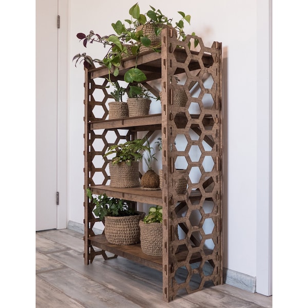 Bookshelf Bookcase Bookshelves Wooden Shelf Book Shelf "HONEYCOMB" (29.5"w 15"d) Hexagonica