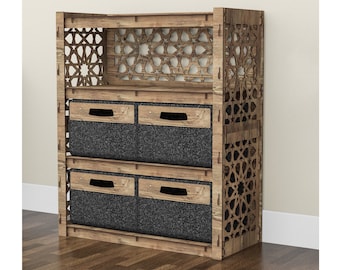 Bookshelf, Dresser with Storage Baskets, Chest of Drawers, Bedroom Furniture, Hexagonica