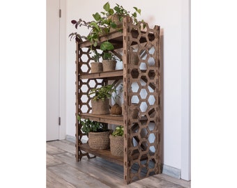 Bookshelf Bookcase Bookshelves Wooden Shelf Book Shelf "HONEYCOMB" (29.5"w 15"d) Hexagonica