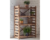 Display Shelf Plant Stand Bookshelf Wooden Shelves Bookcase Housewarming Gift Laser Cut Shelving Unit quot LADDER quot (29.5 quot w 15 quot d) Hexagonica