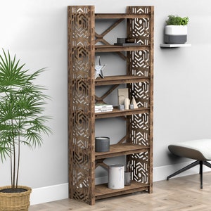 6 tier 72" height wooden bookshelf, bookcase, shelving unit, storage cabinet
