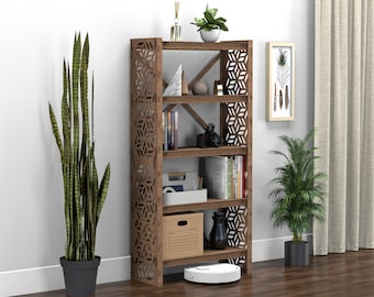 Boekenkast, Etagere-boekenplank, houten boekenplanken, boekenplank Hexagonica