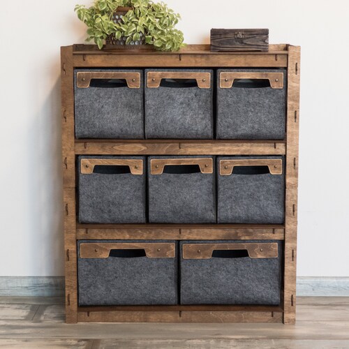 Dresser, Storage Cabinet, Bookshelf, Bookcase with Felt Boxes, Bedroom shops Furniture, Wooden Shelf
