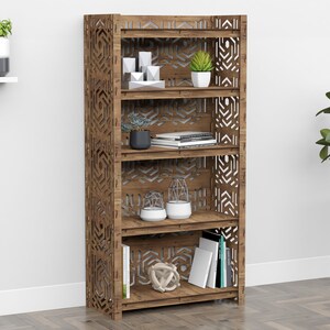 5 tier 60" height wooden bookshelf, bookcase, shelving unit, storage cabinet