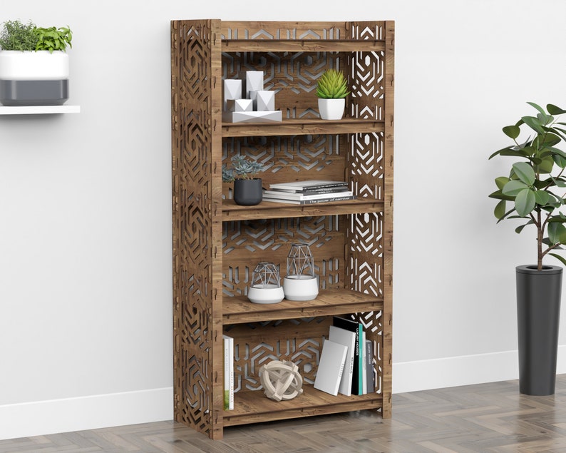5 tier 60" height wooden bookshelf, bookcase, shelving unit, storage cabinet