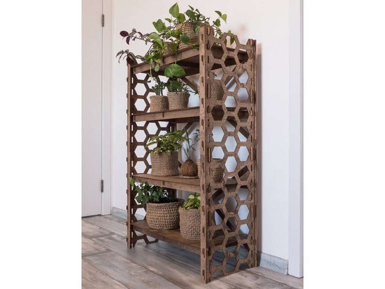 Bookshelf Bookcase Bookshelves Wooden Shelf Book Shelf HONEYCOMB 29.5w 15d Hexagonica image 1