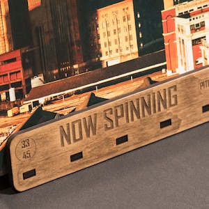 Wooden Vinyl Record Display, Now Spinning, Music Lover Gift, Gift For Dad