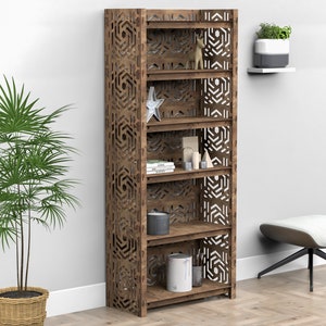 6 tier 72" height wooden bookshelf, bookcase, shelving unit, storage cabinet