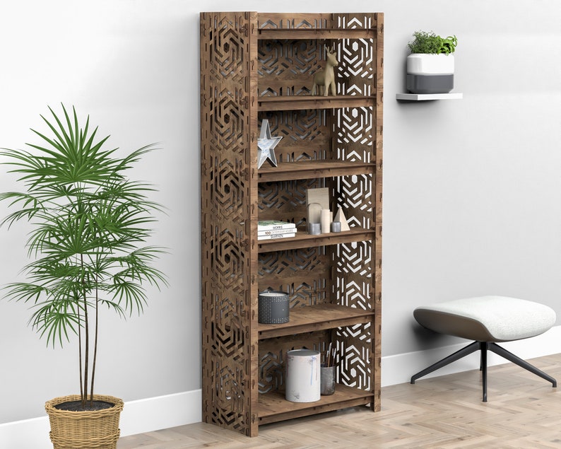 6 tier 72" height wooden bookshelf, bookcase, shelving unit, storage cabinet