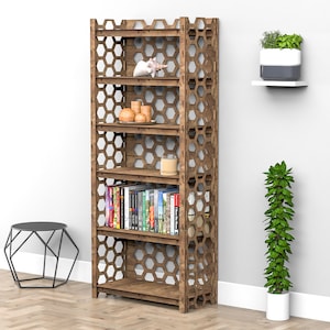 Bookshelf Bookcase Bookshelves Wooden Shelf Book Shelf HONEYCOMB 29.5w 15d Hexagonica image 4