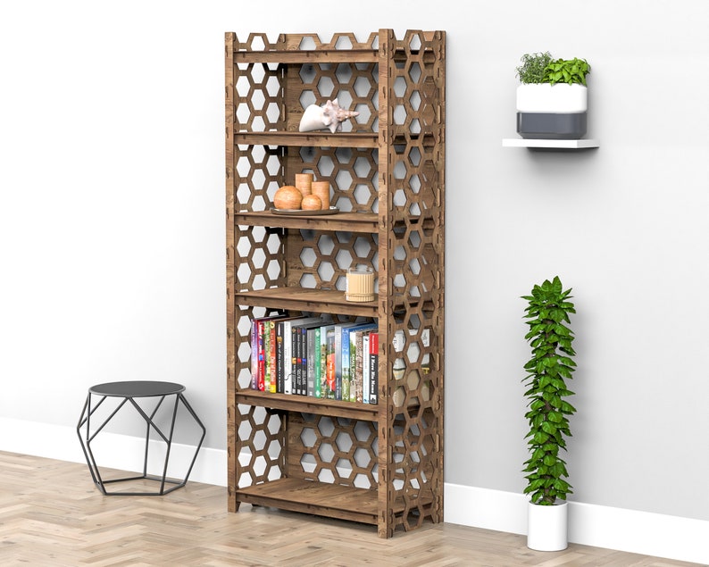 Bookshelf Bookcase Bookshelves Wooden Shelf Book Shelf HONEYCOMB 29.5w 15d Hexagonica image 4