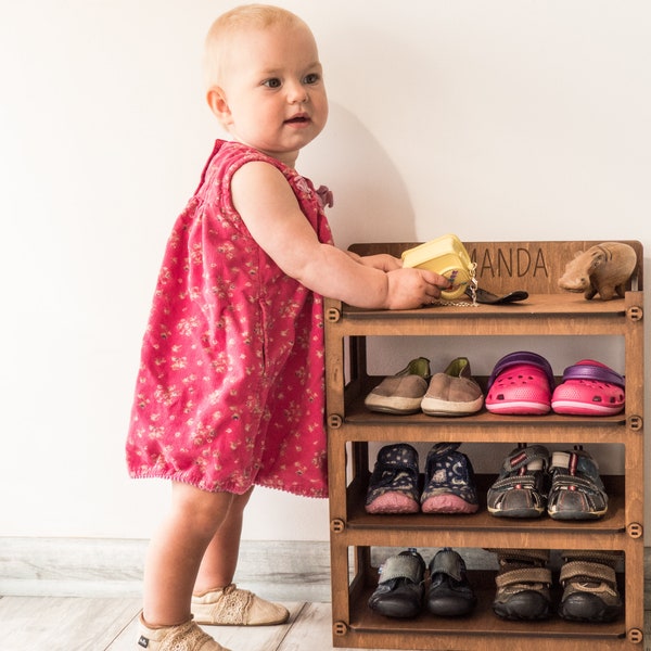 Montessori Shoe Rack, Kids Shoe Storage, Toddler Shoe Rack, Hexagonica