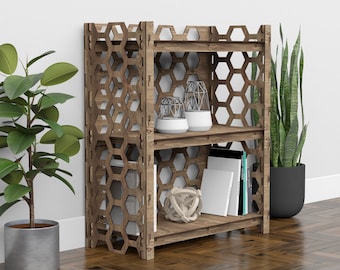 Low Bookshelf, Small Bookcase, Wooden Shelving Unit, Book Shelf, Night Stand