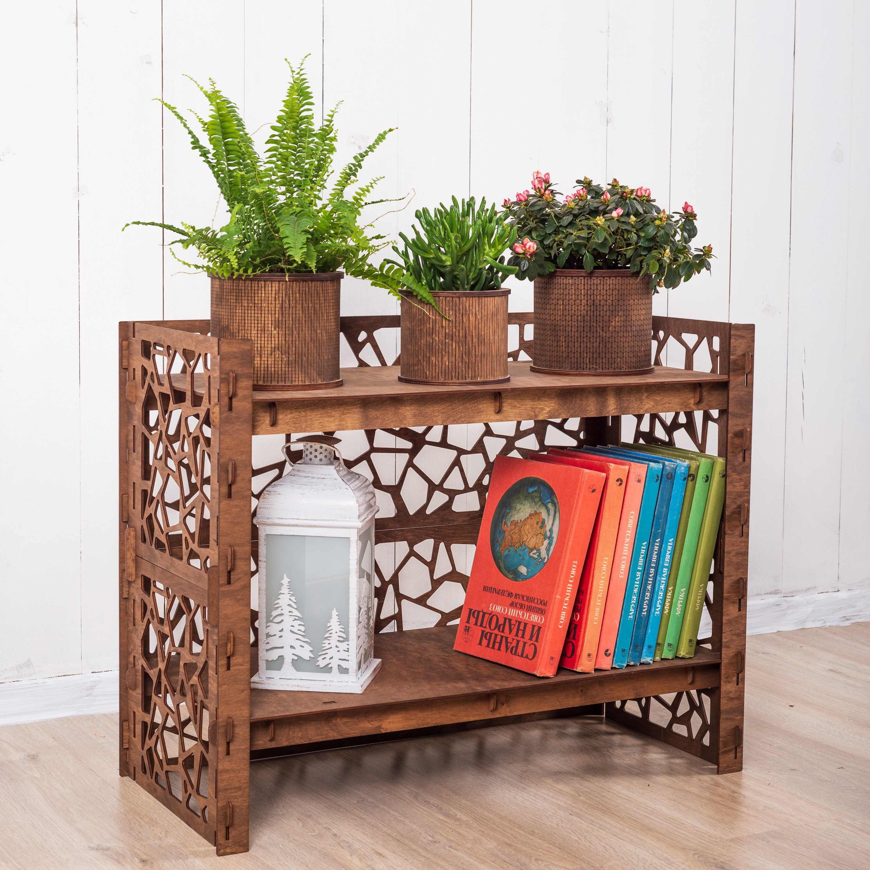 Bookshelf Plant Stand Bookcase Shelving Unit Housewarming Gift Etsy