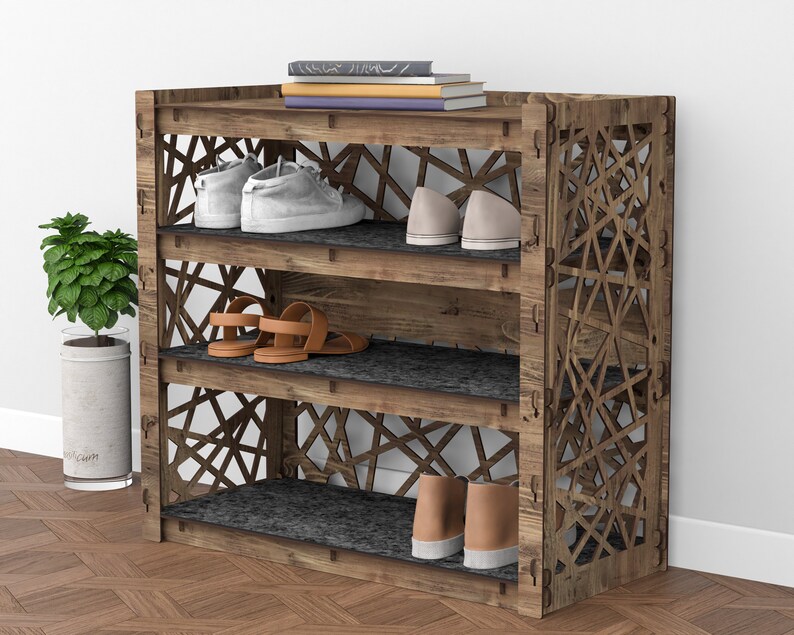 Wooden 3-tier Shoe Rack, Entryway Rack, Entryway Bench, Shoe Storage, Wooden Shelves, Hexagonica image 7