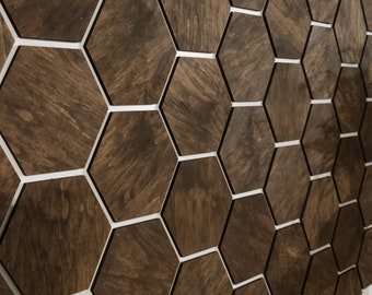 Honeycomb Wood Panels for Wall Decor, Wall Design Wood Panels, Living Room Wall Panel, Hexagonica