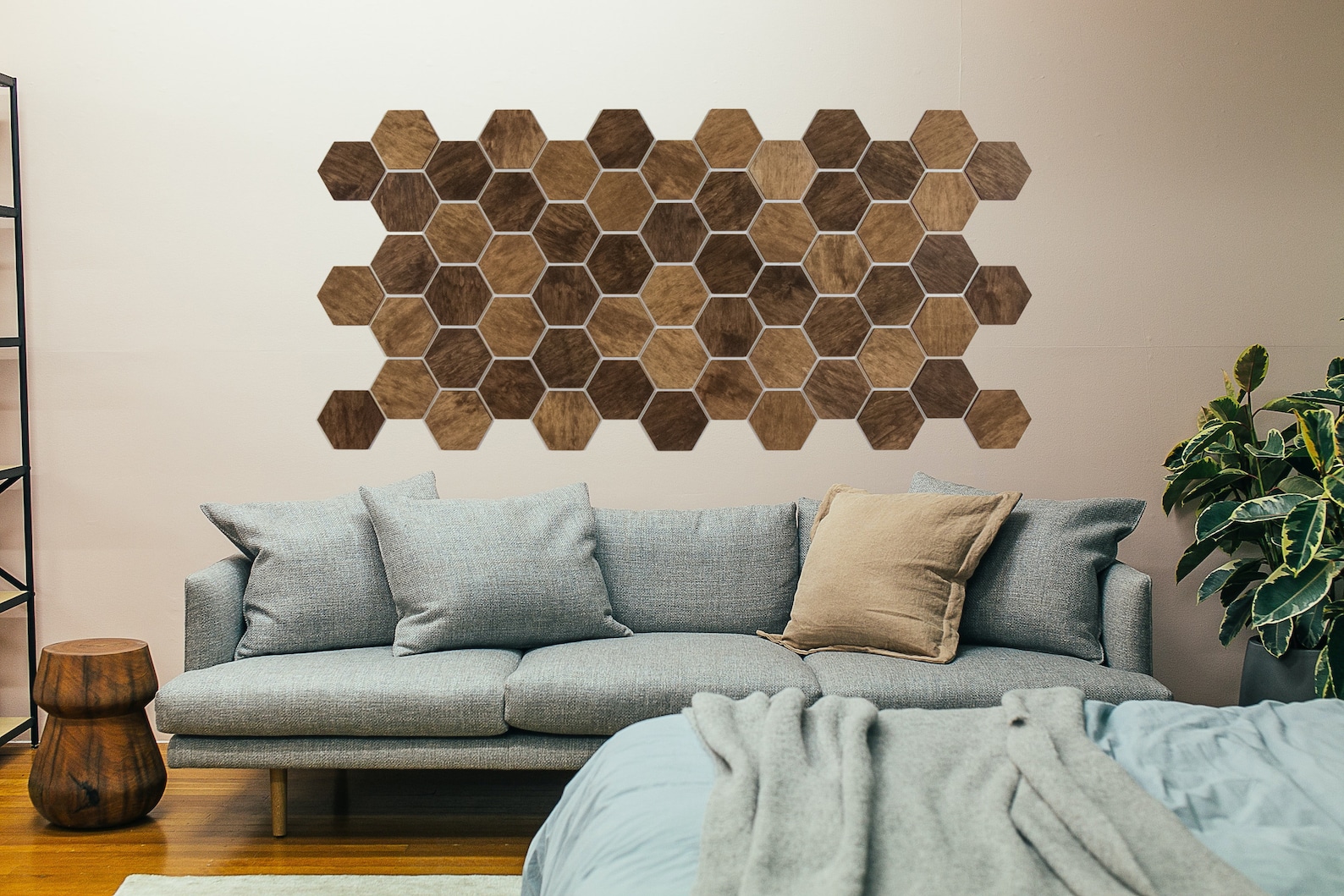 Hexagon Wood Wall Art Panels ALDER Dark/medium 32pcs per Set Etsy