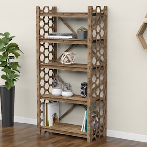 Bookshelf Bookcase Bookshelves Wooden Shelf Book Shelf HONEYCOMB 29.5w 15d Hexagonica image 5