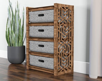 Mid Century Wooden Dresser: Hexagonica Storage Cabinet (29.5 x 19.5 x 12)