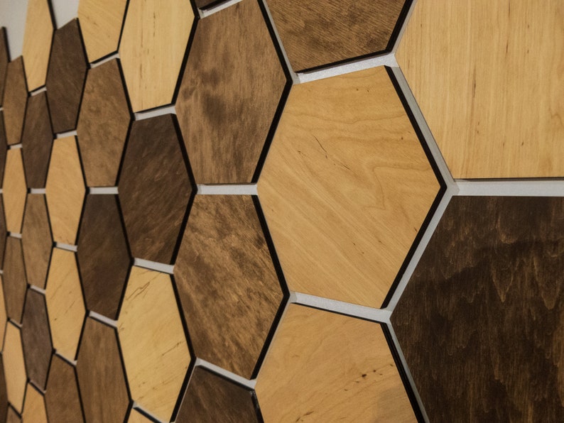 Hexagon Wood Wall Decor RANDOM MIX Wall Panels Wall Art Etsy
