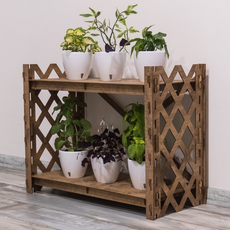 Bookshelf Shelving Unit Plant Stand Wooden Toy Storage Laser Etsy