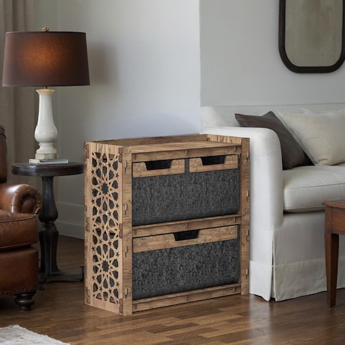 Small Side Table, End Table with Bins, Bookshelf, Bookcase